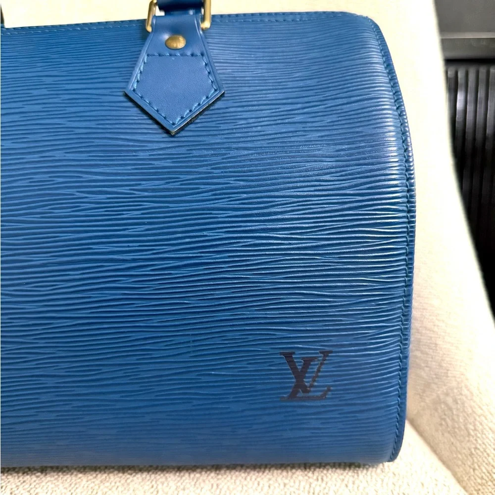 Authentic Louis Vuitton Speedy 25 bag blue Epi leather - Picture 4 of 16